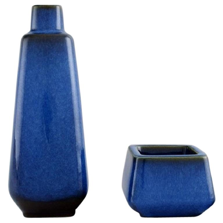 Sven Jonson for Gustavsberg, Lagun Vase and Bowl in Glazed Stoneware For Sale
