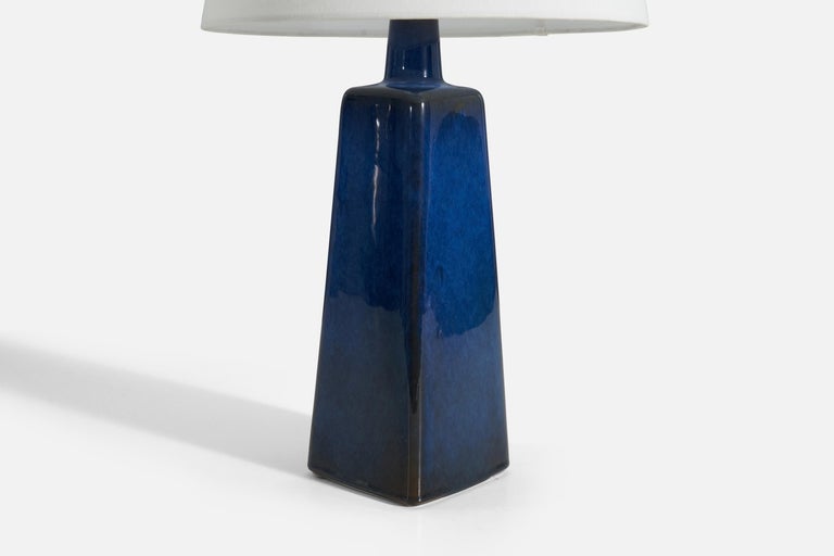 Swedish  Sven Jonson, Table Lamp, Blue-Glazed Stoneware, Gustavsberg, Sweden, 1950s For Sale