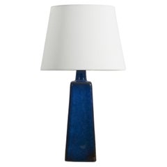  Sven Jonson, Table Lamp, Blue-Glazed Stoneware, Gustavsberg, Sweden, 1950s