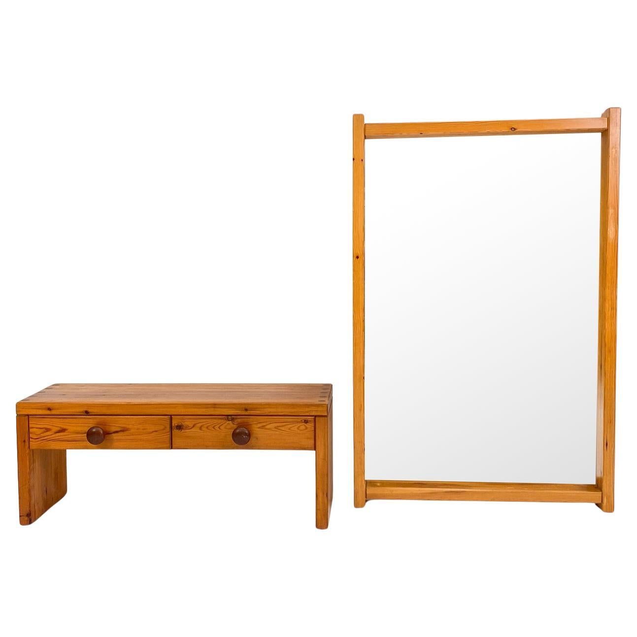 Sven Larsson Danish Mid-Century Pine Hall Mirror & Chest/Bench For Sale