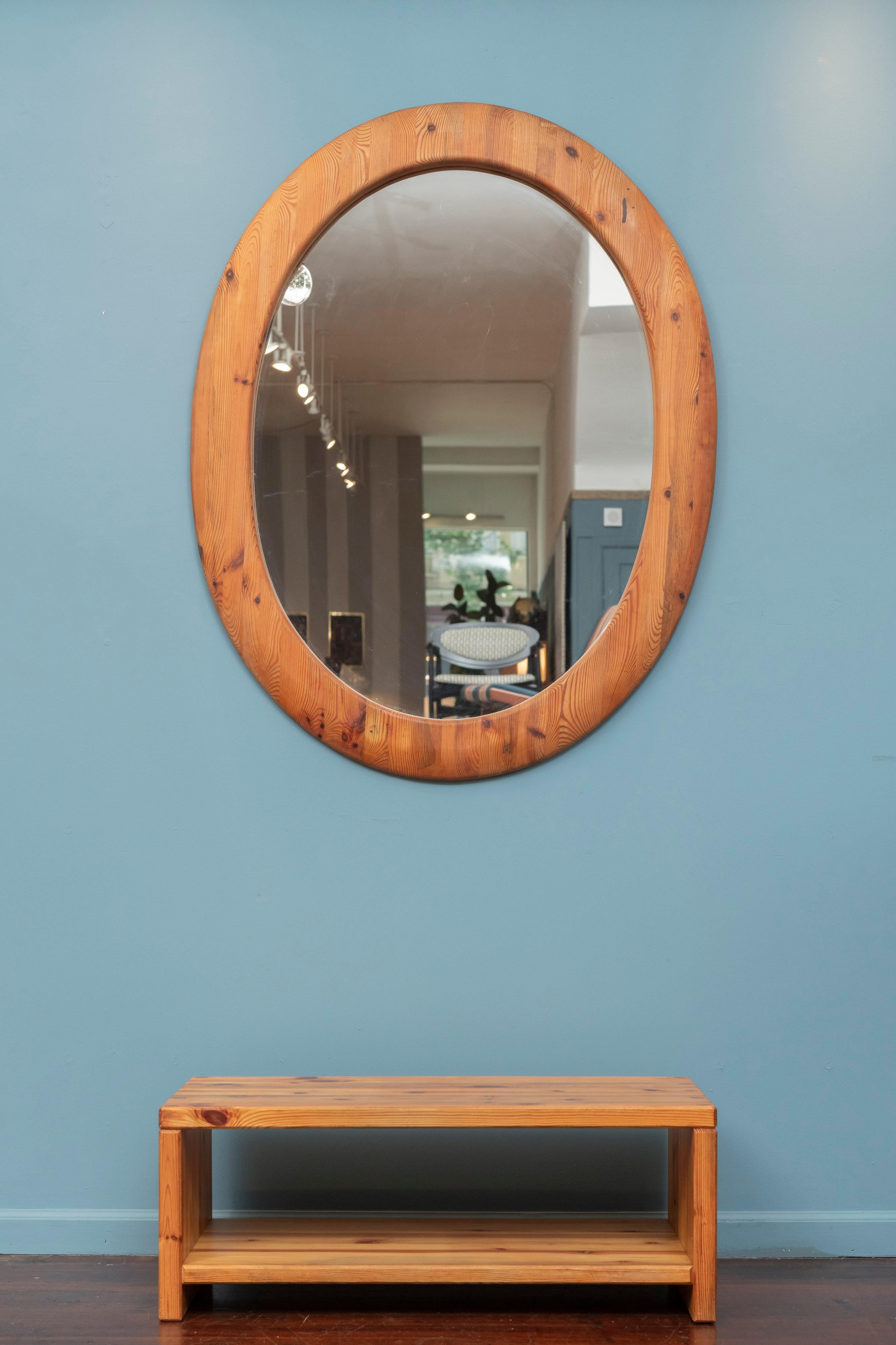 Scandinavian Modern Sven Larsson Large Oval Wall Mirror and Bench For Sale