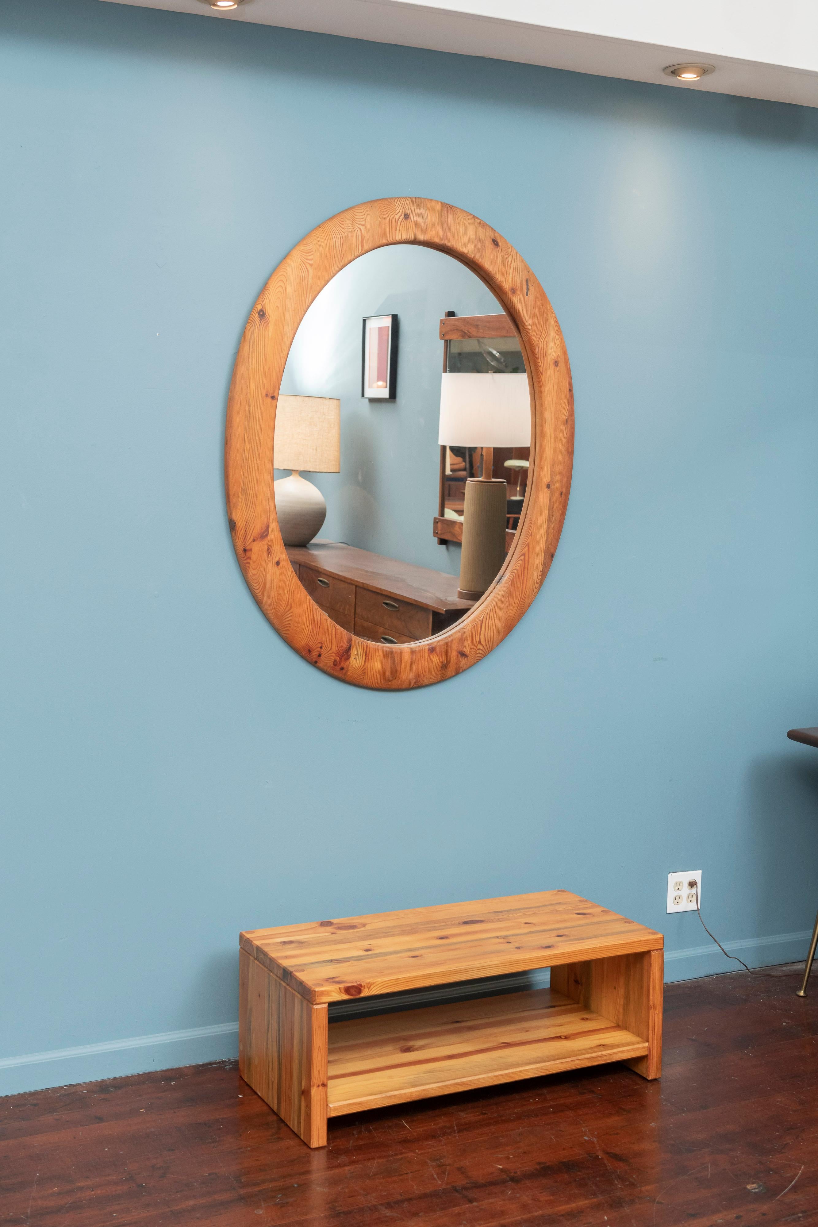 Swedish Sven Larsson Large Oval Wall Mirror and Bench For Sale