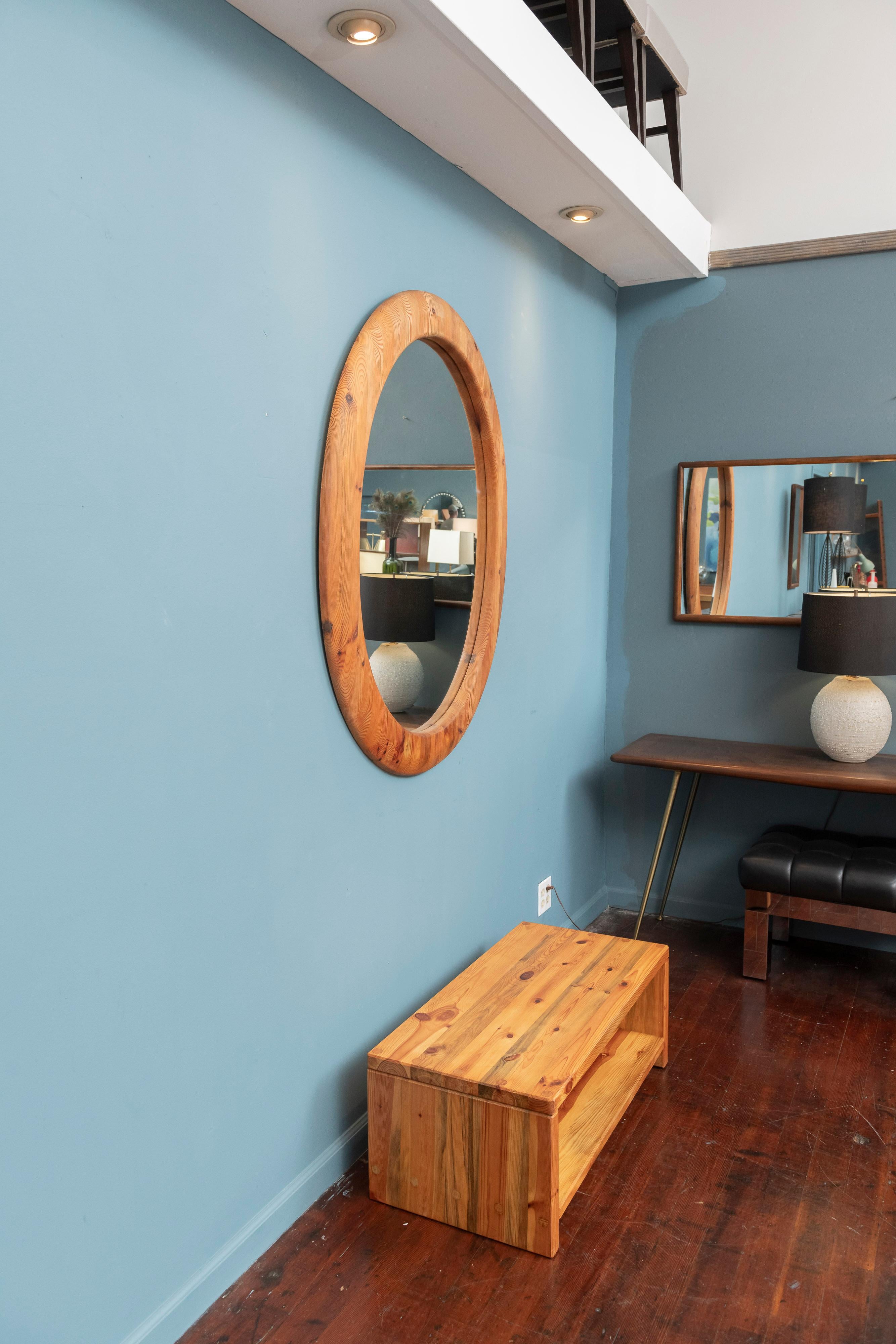 Sven Larsson Large Oval Wall Mirror and Bench For Sale 2