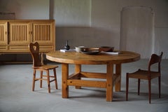 Sven Larsson, Large Round Dining Table in Solid Pine, Swedish Modern, 1960s
