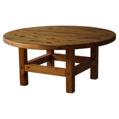 Sven Larsson, Large Round Dining Table in Solid Pine, Swedish Modern, 1960s