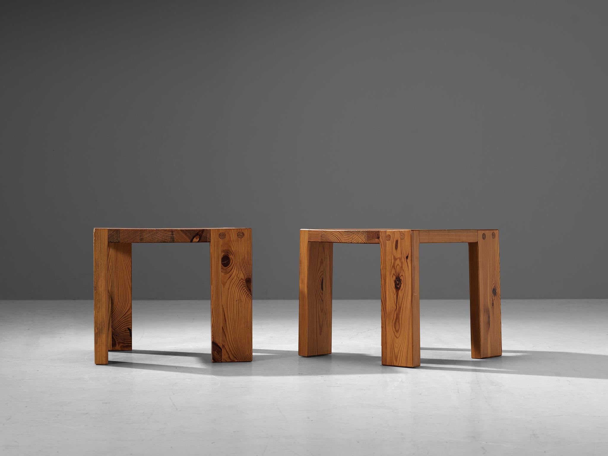Scandinavian Modern Sven Larsson Pair of Side Tables in Solid Pine