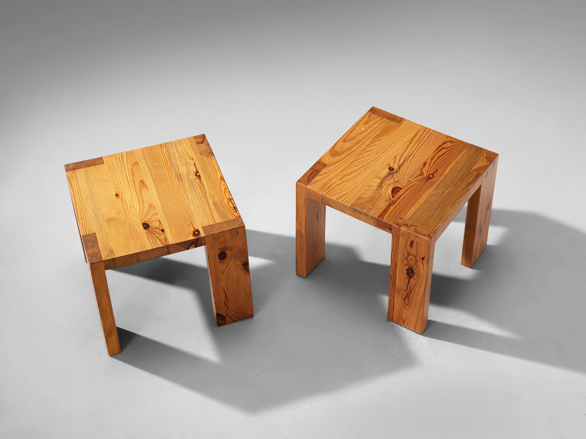 Swedish Sven Larsson Pair of Side Tables in Solid Pine