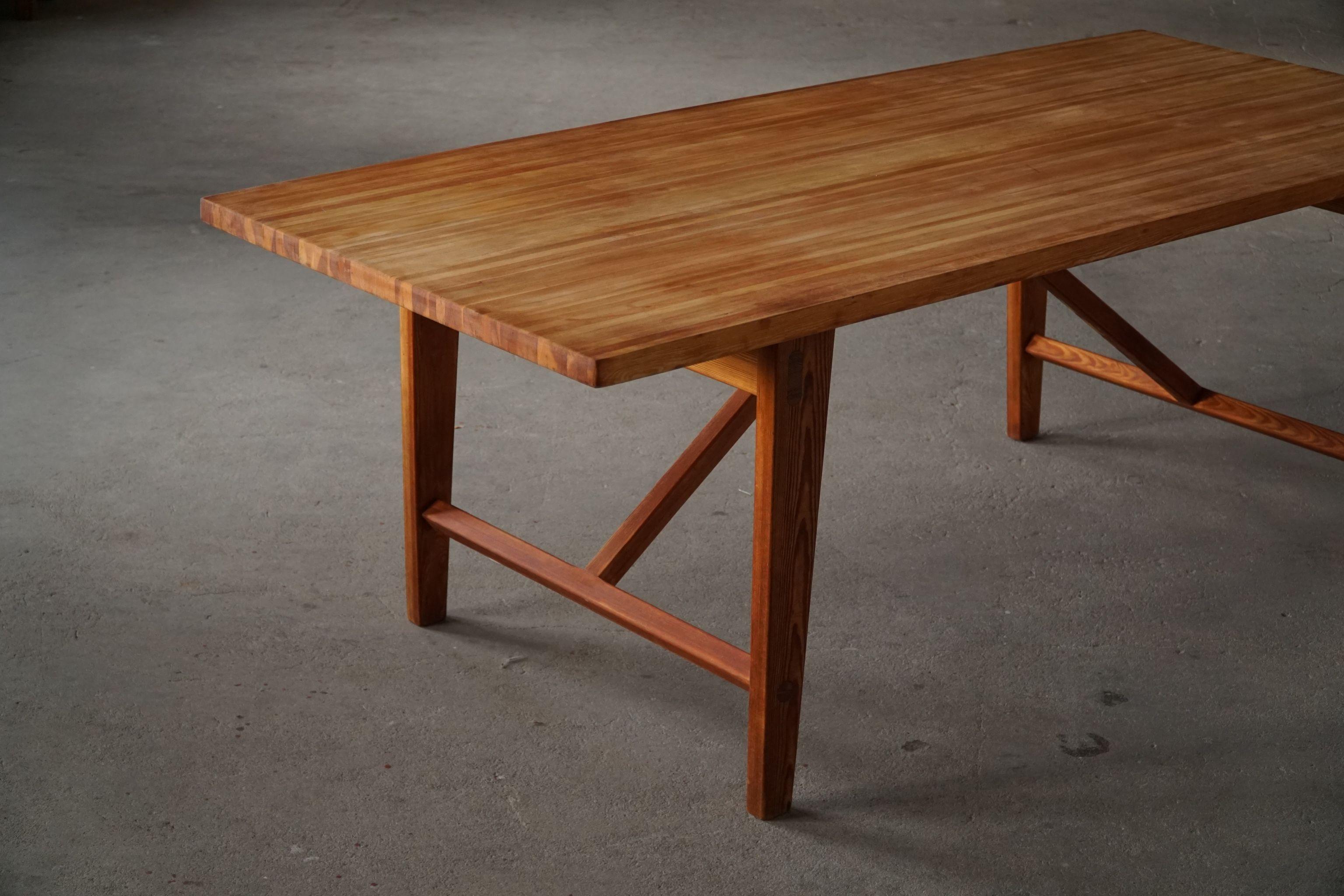 Sven Larsson, Rectangular Dining Table in Solid Pine, Swedish Modern, 1960s 8