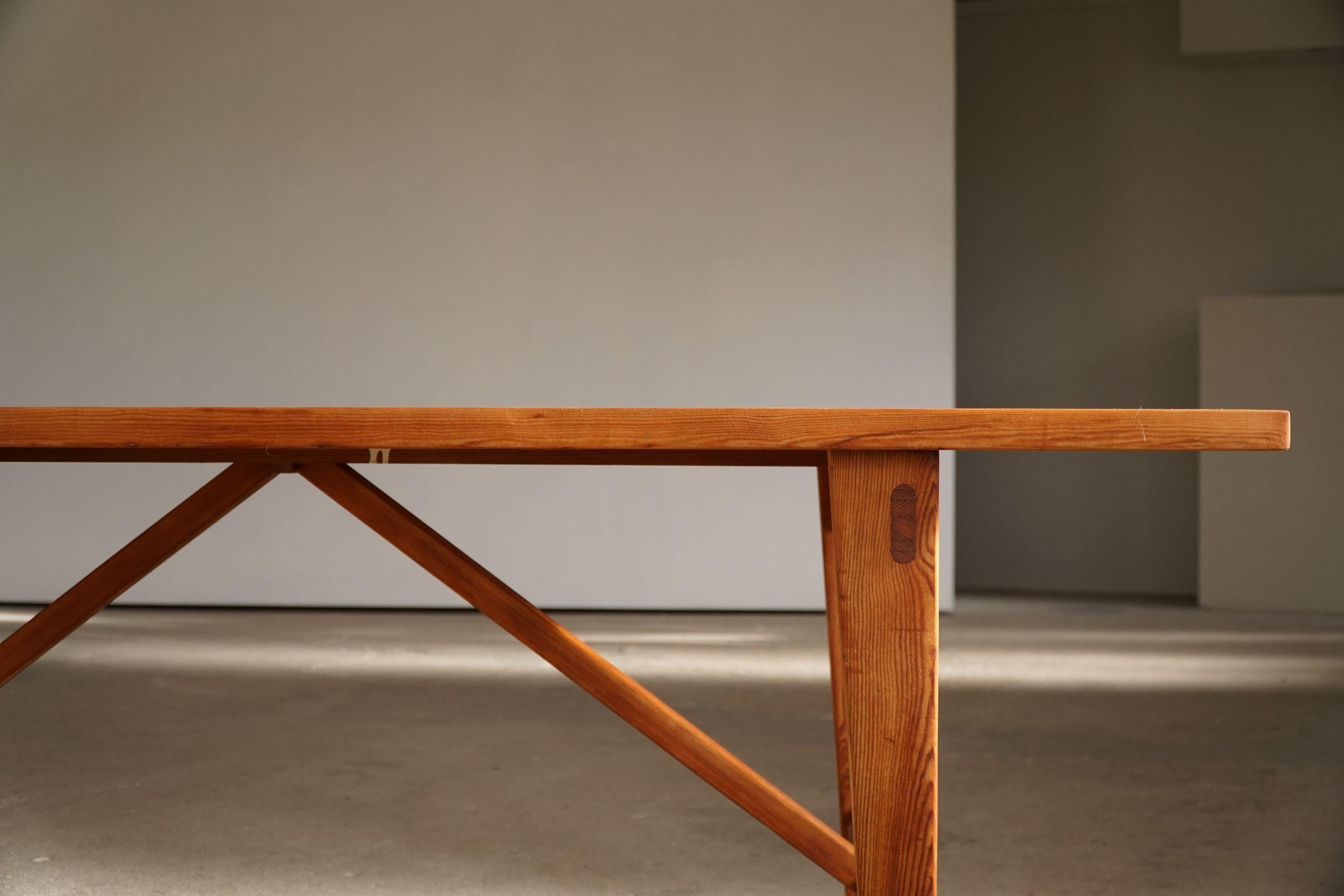 Sven Larsson, Rectangular Dining Table in Solid Pine, Swedish Modern, 1960s 10