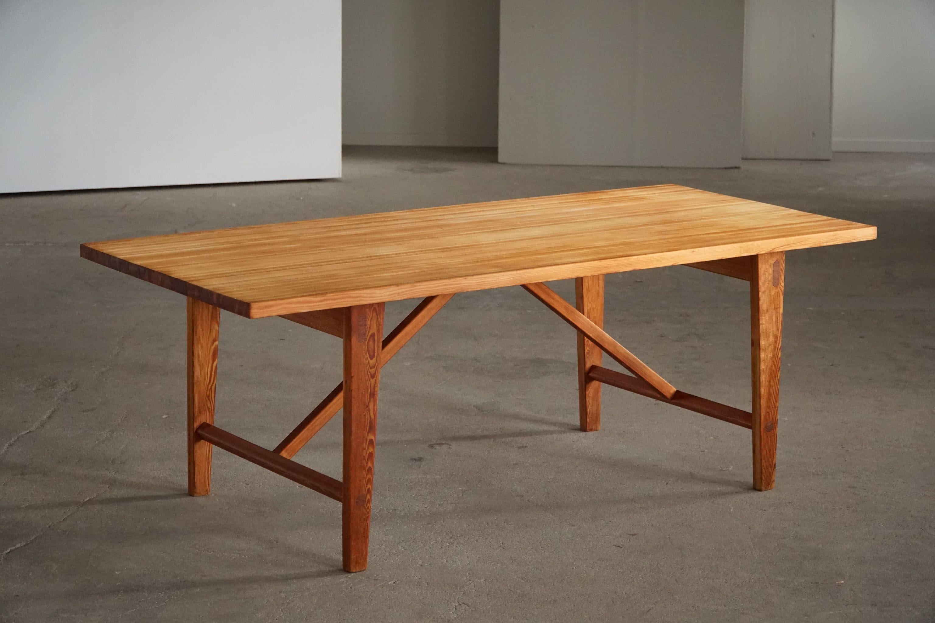 Sven Larsson, Rectangular Dining Table in Solid Pine, Swedish Modern, 1960s 3