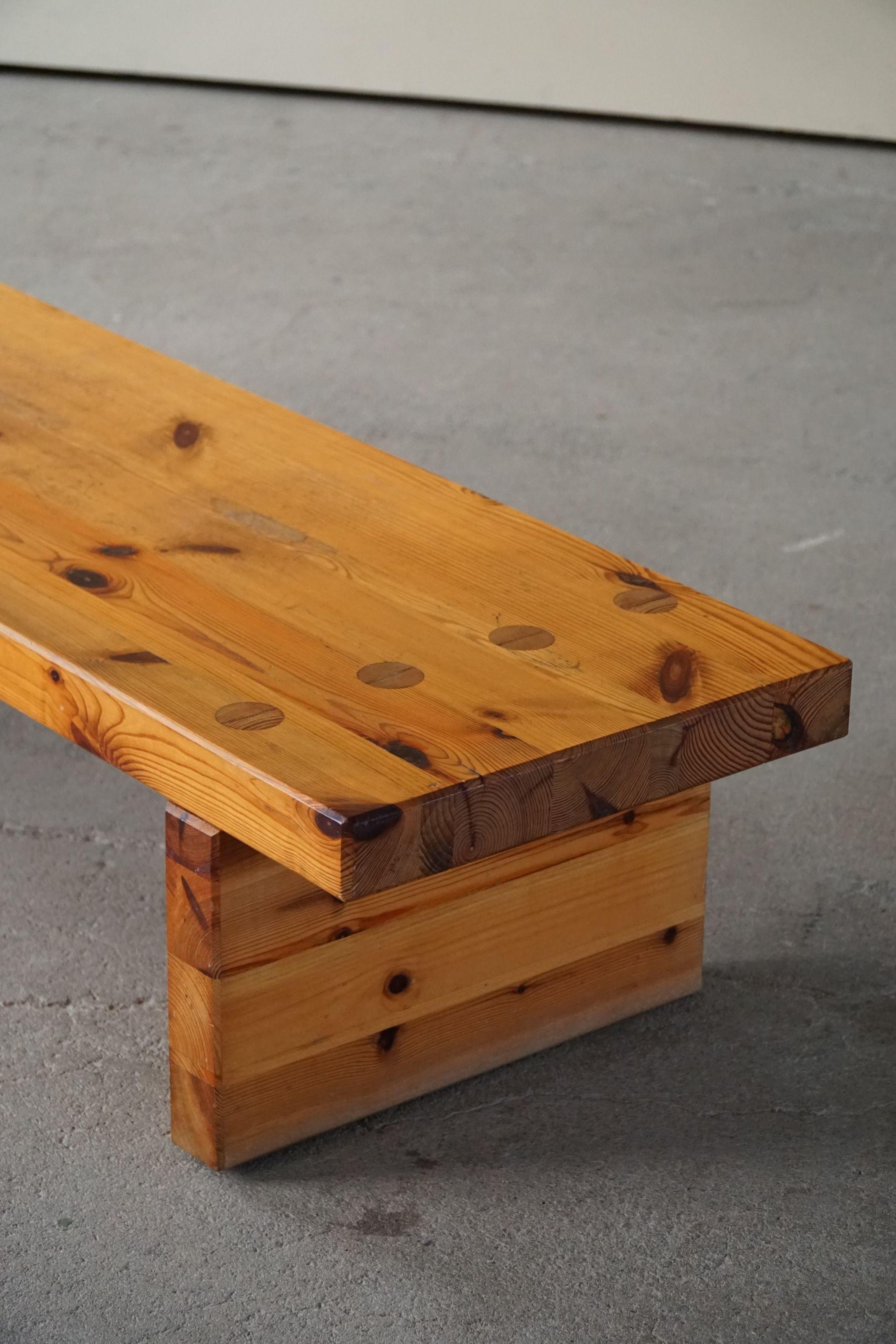 Sven Larsson, Solid Pine Bench / Coffee Table, Swedish Modern, Made in 1970s 5