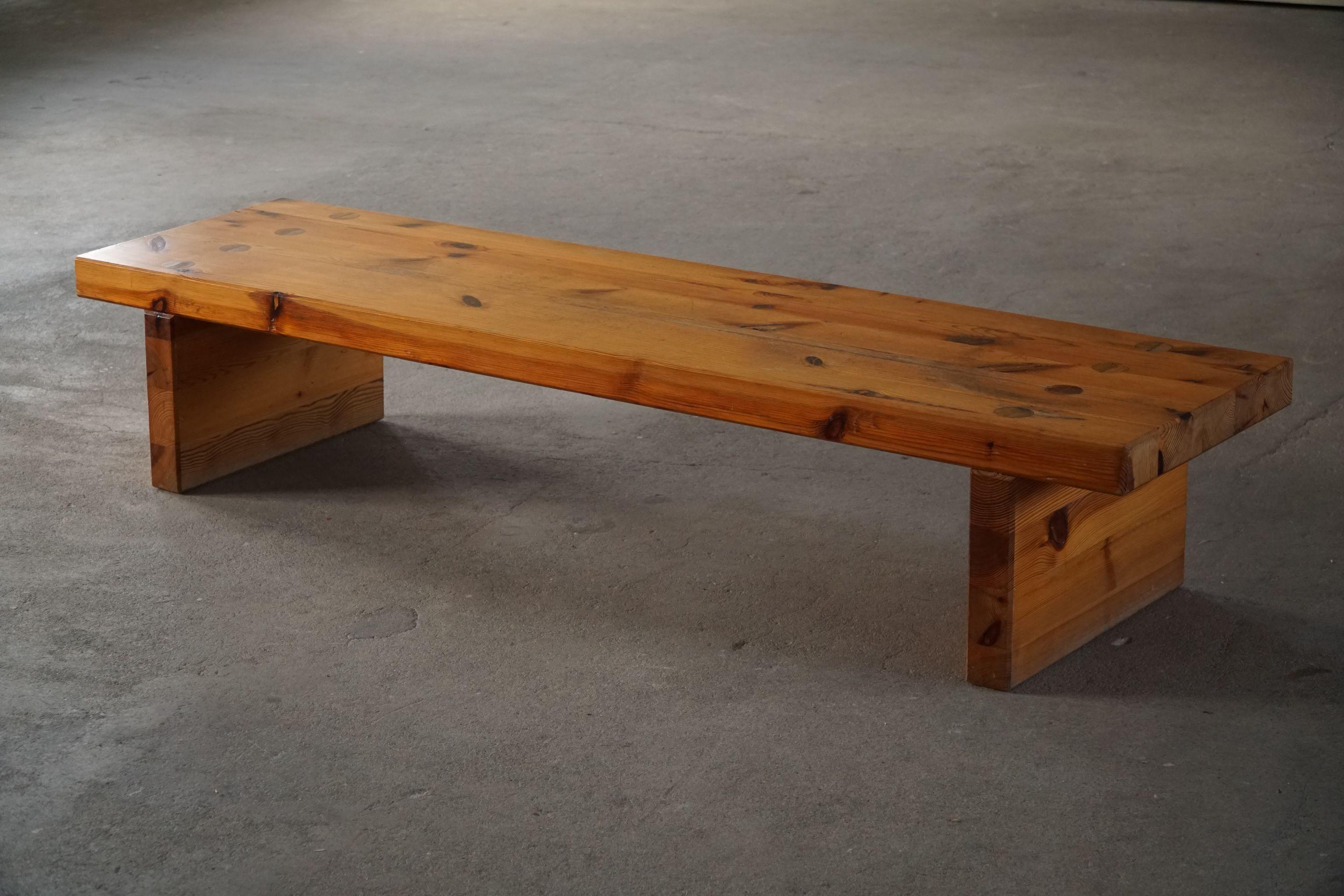 Sven Larsson, Solid Pine Bench / Coffee Table, Swedish Modern, Made in 1970s 6