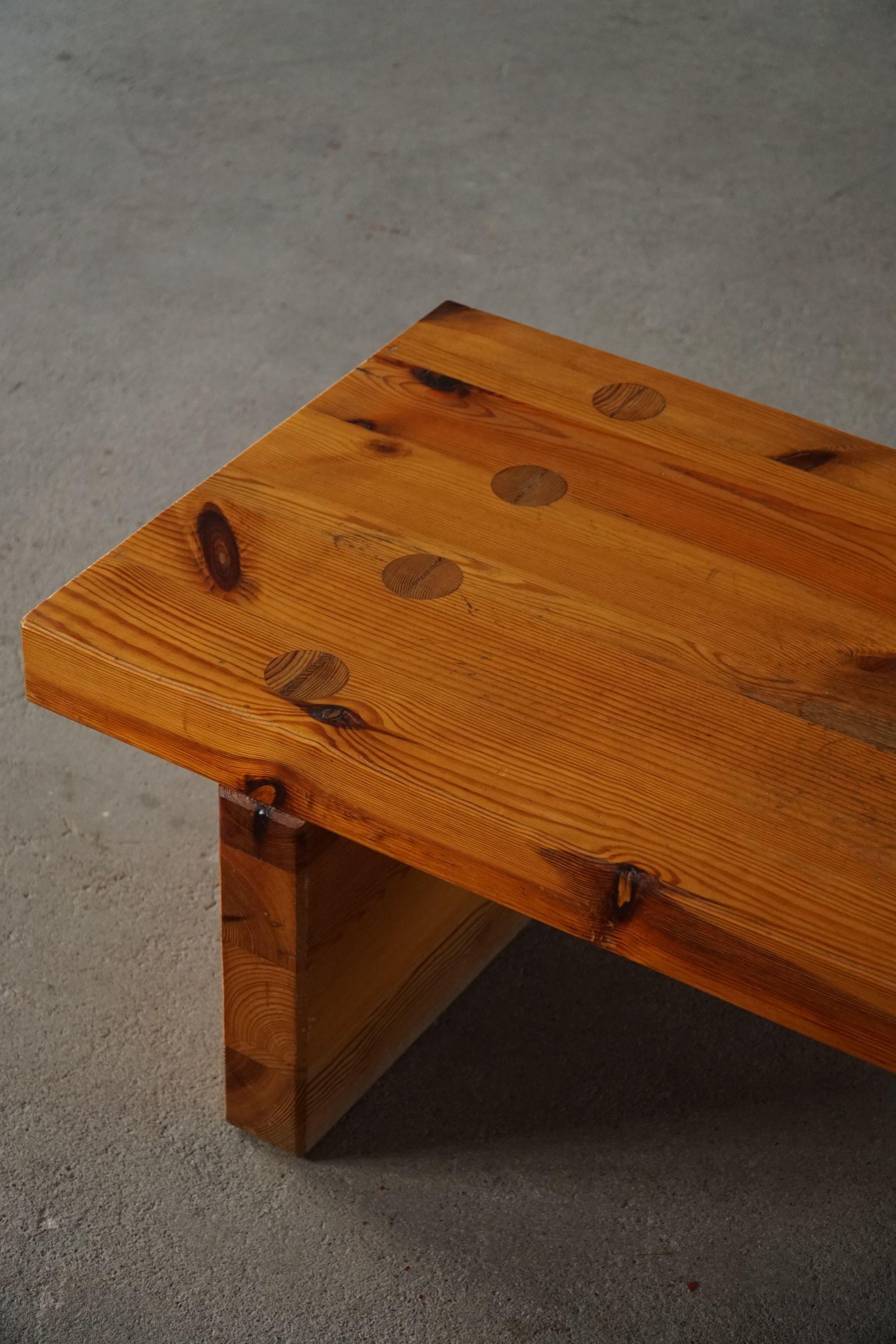 Sven Larsson, Solid Pine Bench / Coffee Table, Swedish Modern, Made in 1970s 1