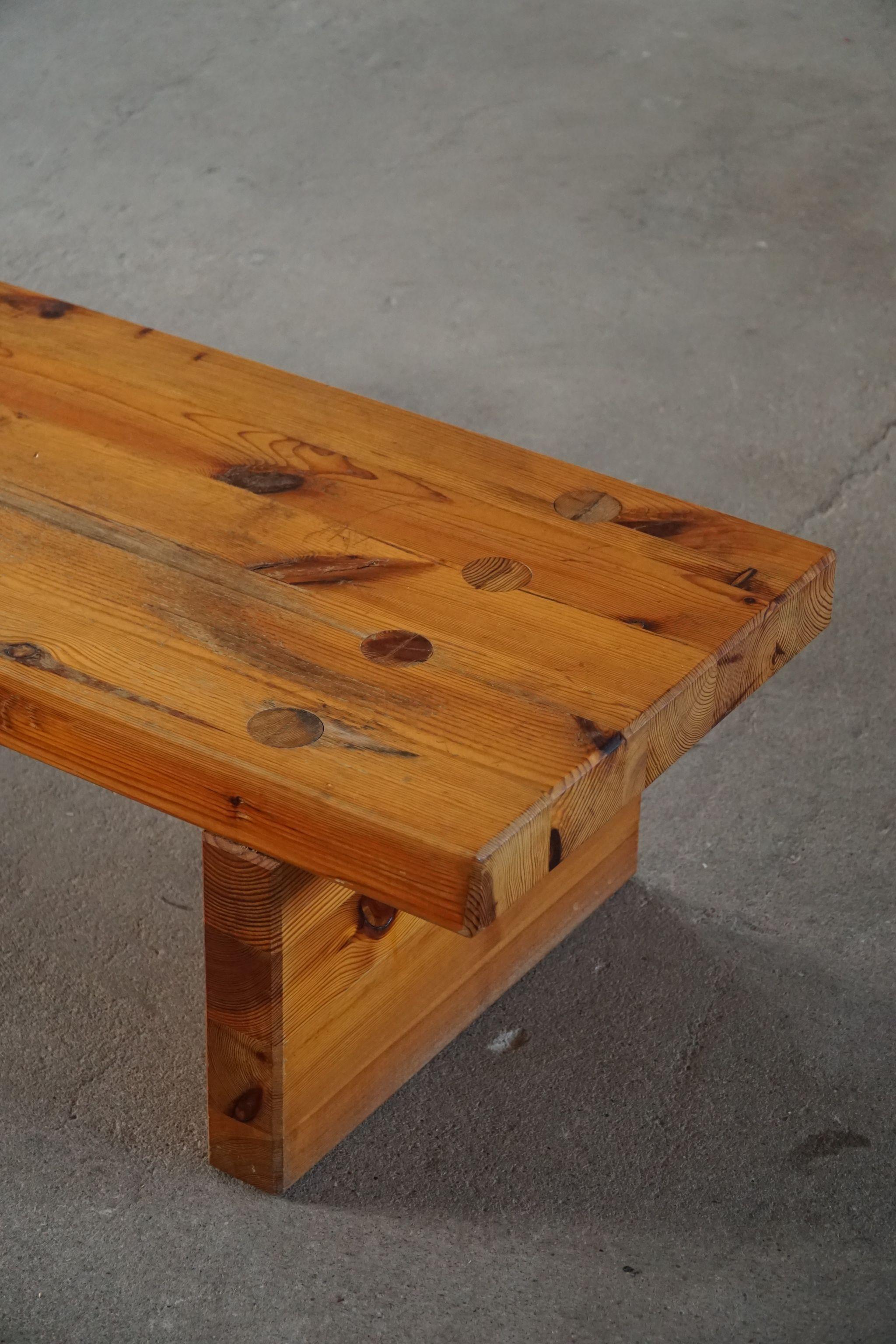 Sven Larsson, Solid Pine Bench / Coffee Table, Swedish Modern, Made in 1970s 2