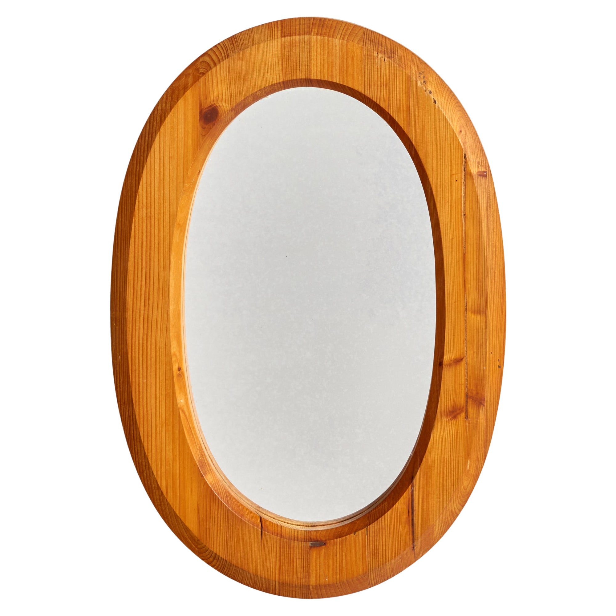 Sven Larsson, Wall Mirror, Pine, Sweden, 1970s