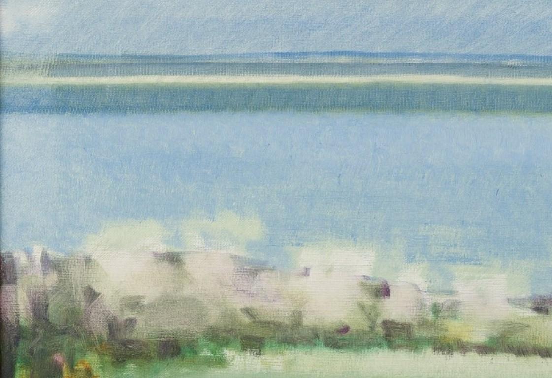 Sven Lignell, listed Swedish artist. Oil on canvas, modernist landscape In Excellent Condition In Copenhagen, DK