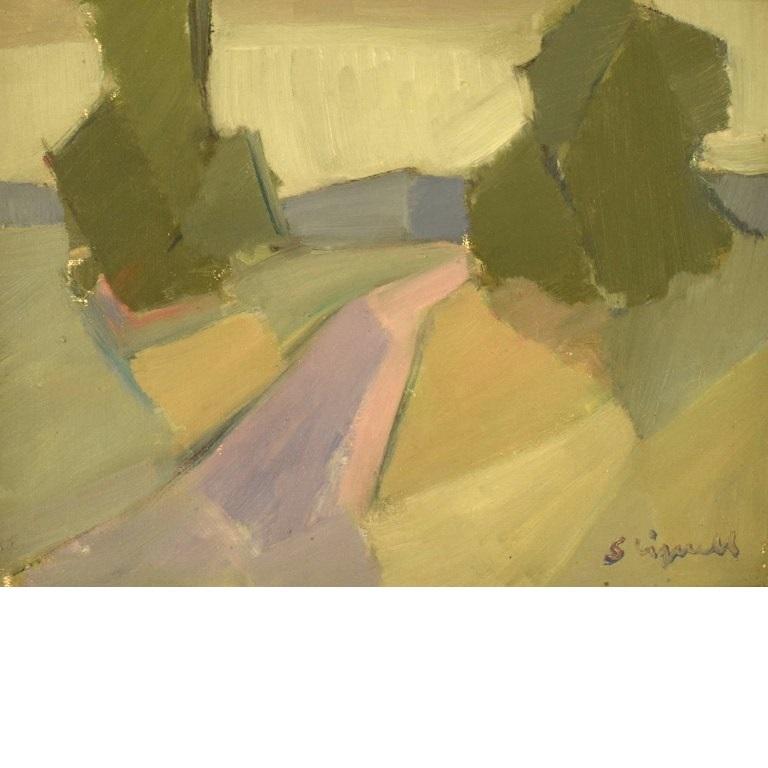 Sven Lignell. Swedish artist born 1927. Oil on canvas. Modernist landscape. 1960s.
Signed.
In very good condition.
The canvas measures: 33 x 25 cm.
The frame measures: 4 cm.
