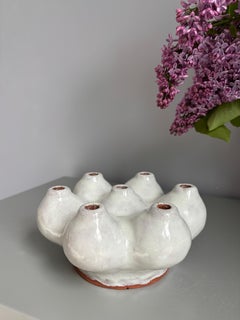 Candelabro Sven Lundqvist, ceramica bianca, design scandinavo, anni '70