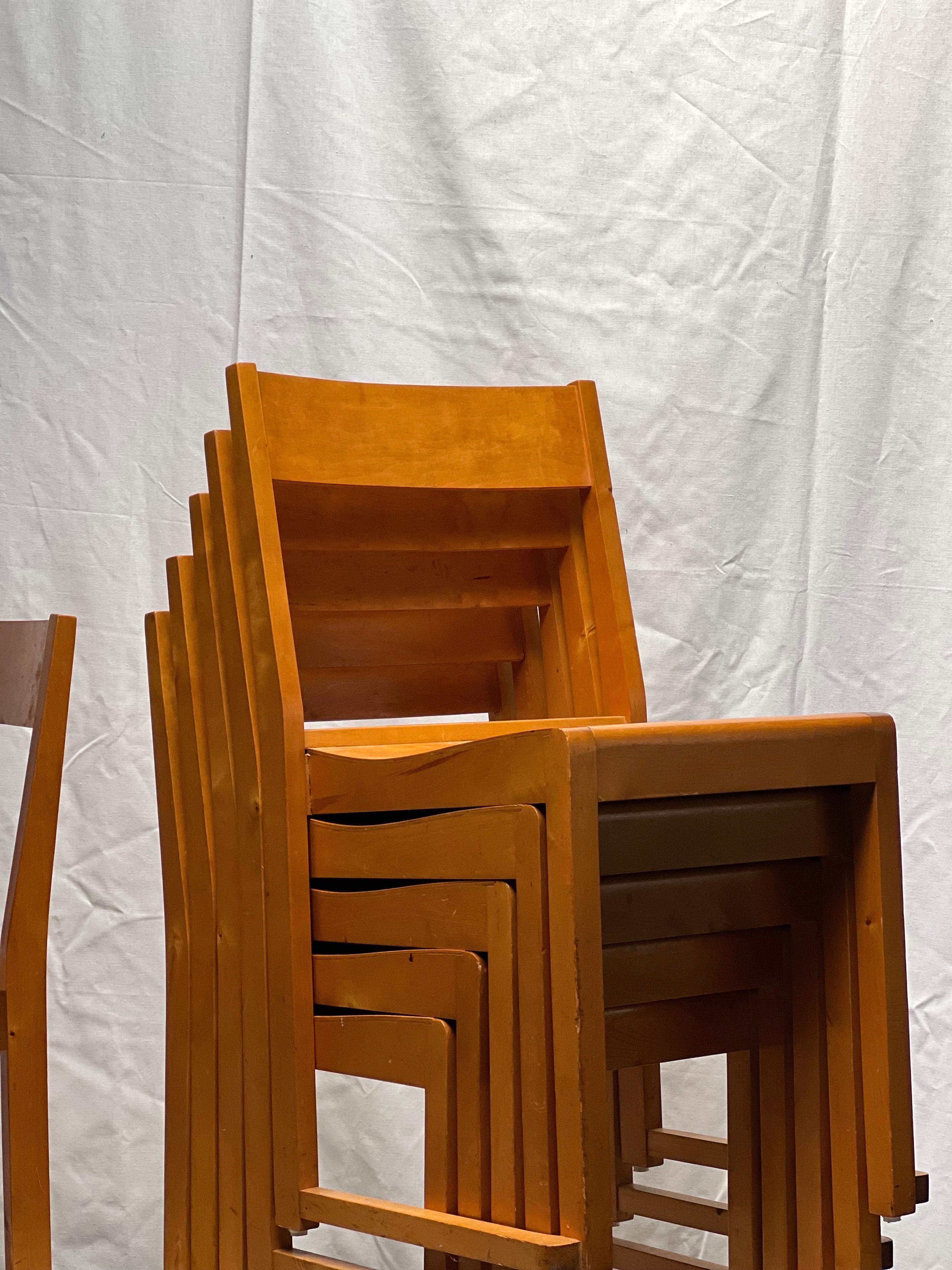 Sven Markelius modernist stacking chairs mint condition 1931 nice set of 6 In Good Condition For Sale In Forest, BE