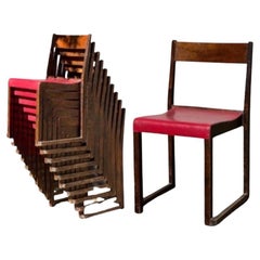 Sven Markelius modernist stacking chairs red and dark brown 1931 rare set of 10