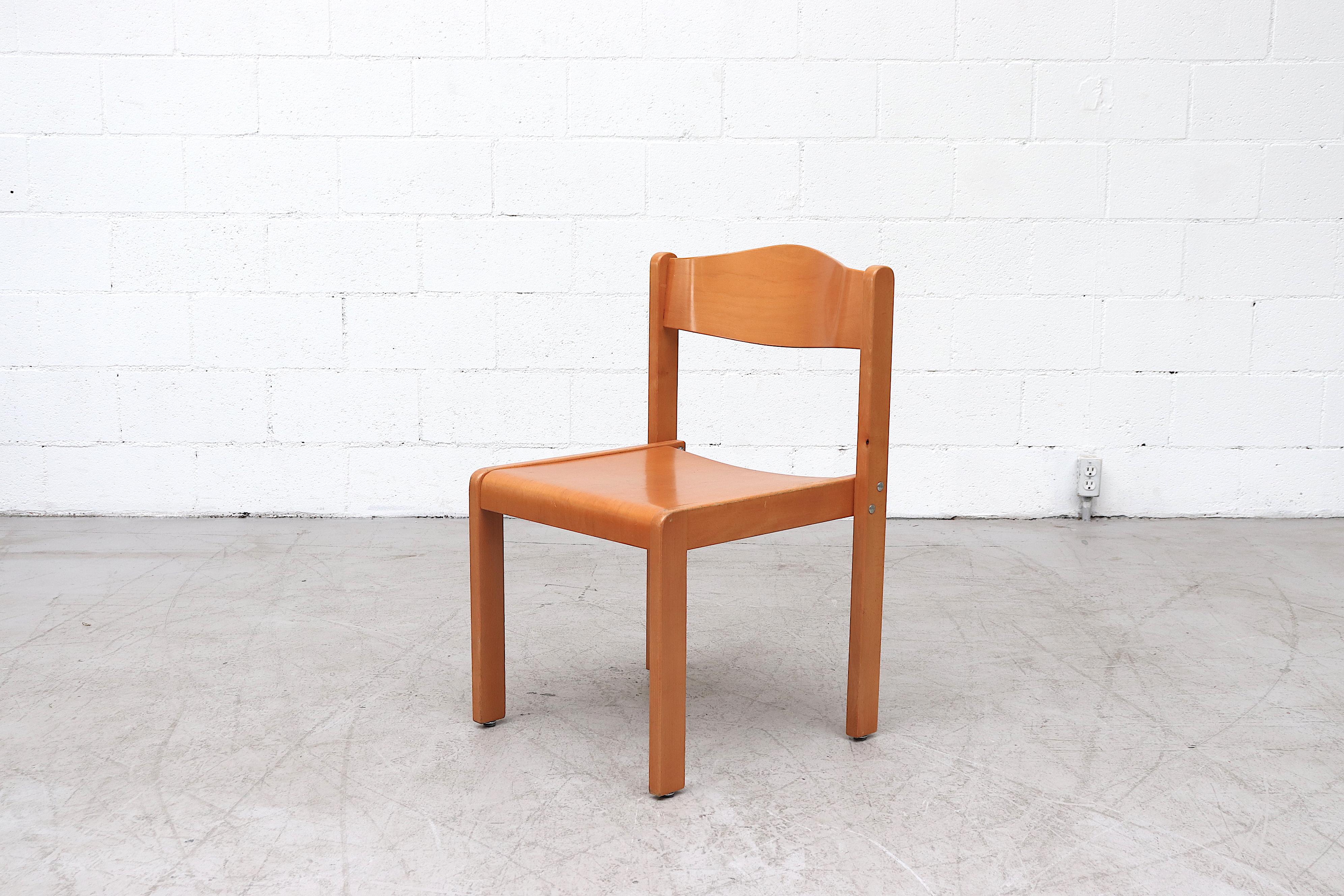 Mid-Century Modern Set of 8 Sven Markelius Style Birch Stacking Chairs