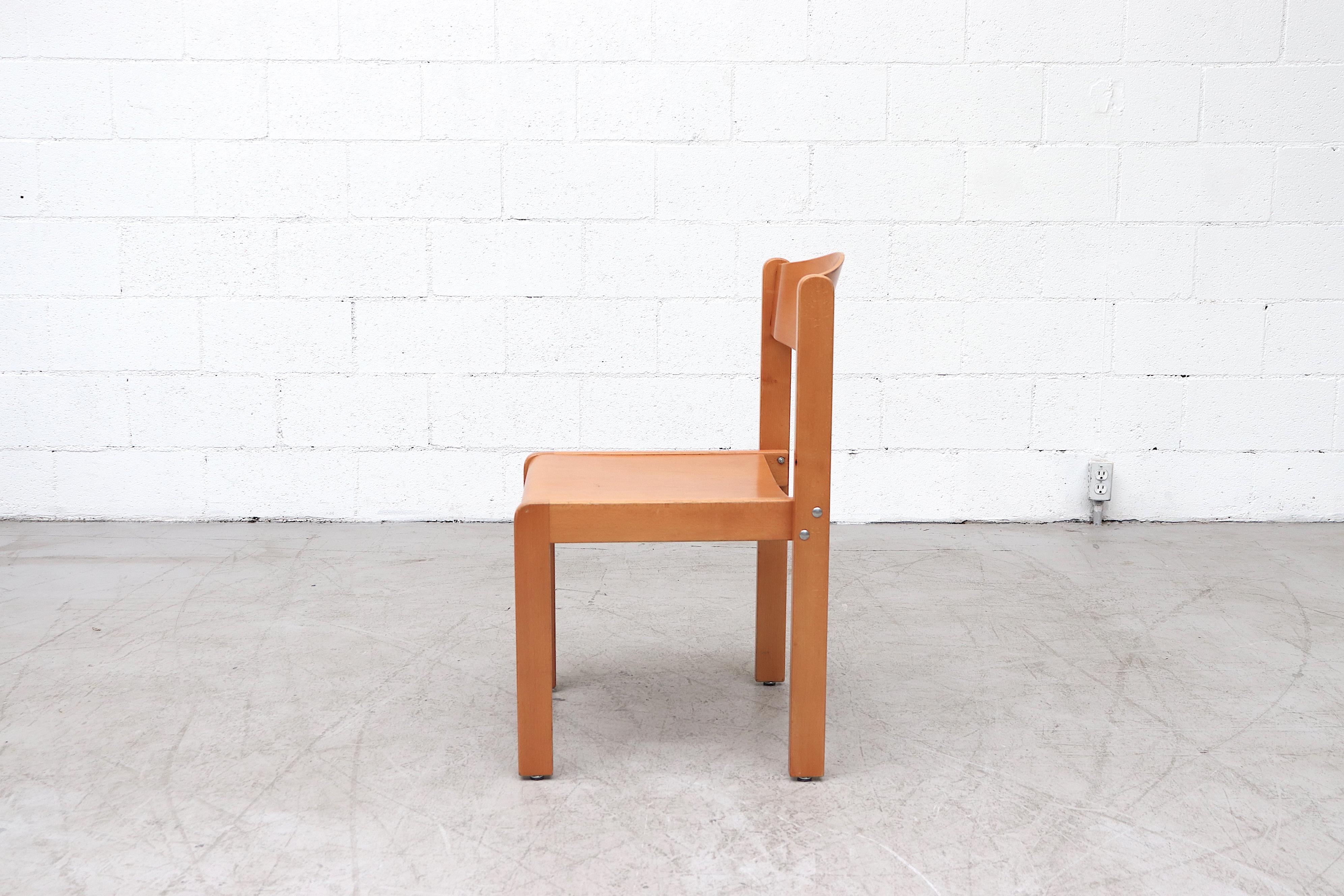 Dutch Set of 8 Sven Markelius Style Birch Stacking Chairs