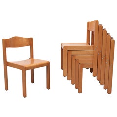 Sven Markelius Style Birch Stacking Chairs
