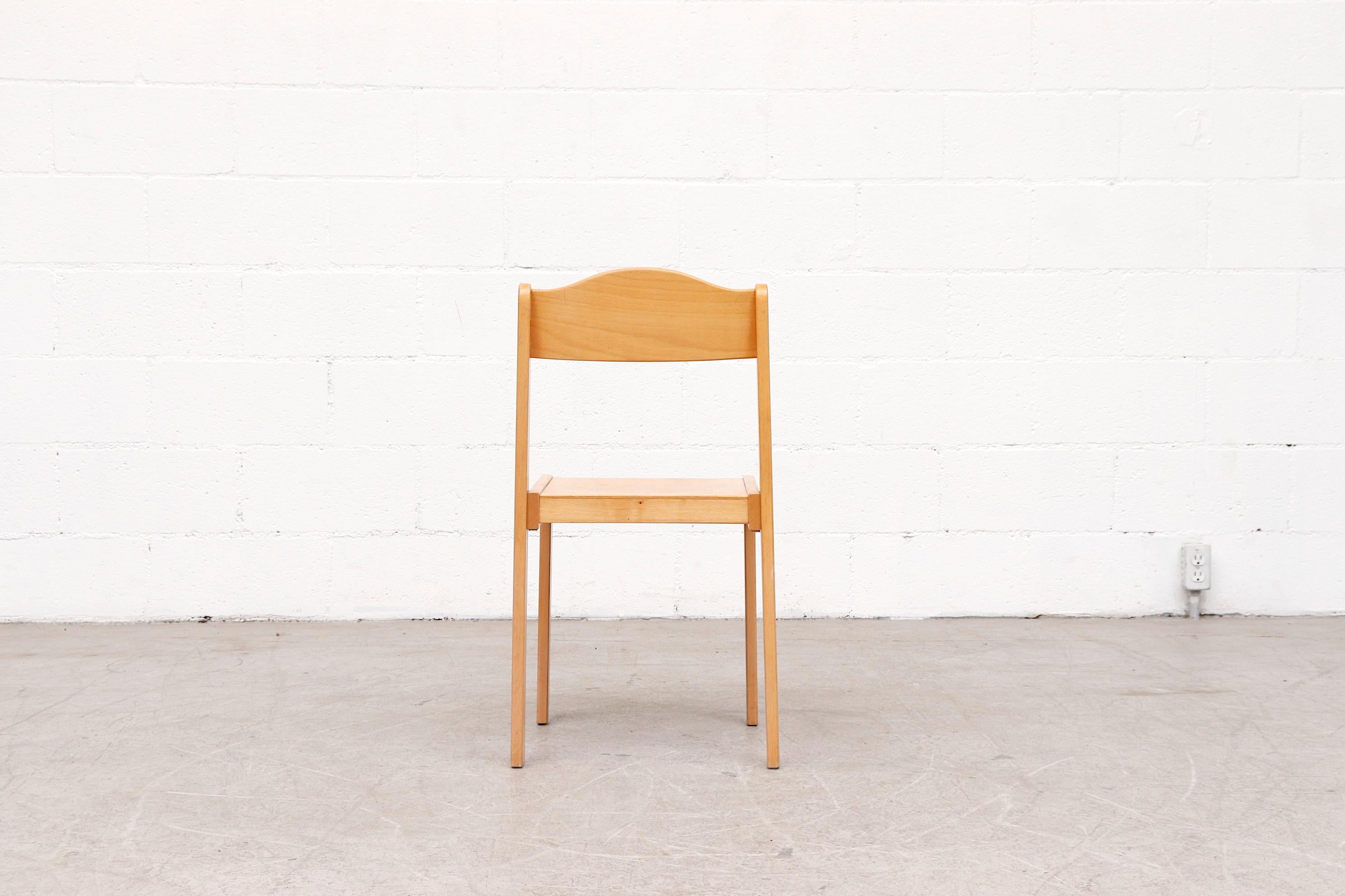 Dutch Sven Markelius Style Birch Stacking Chairs with Hump Backs