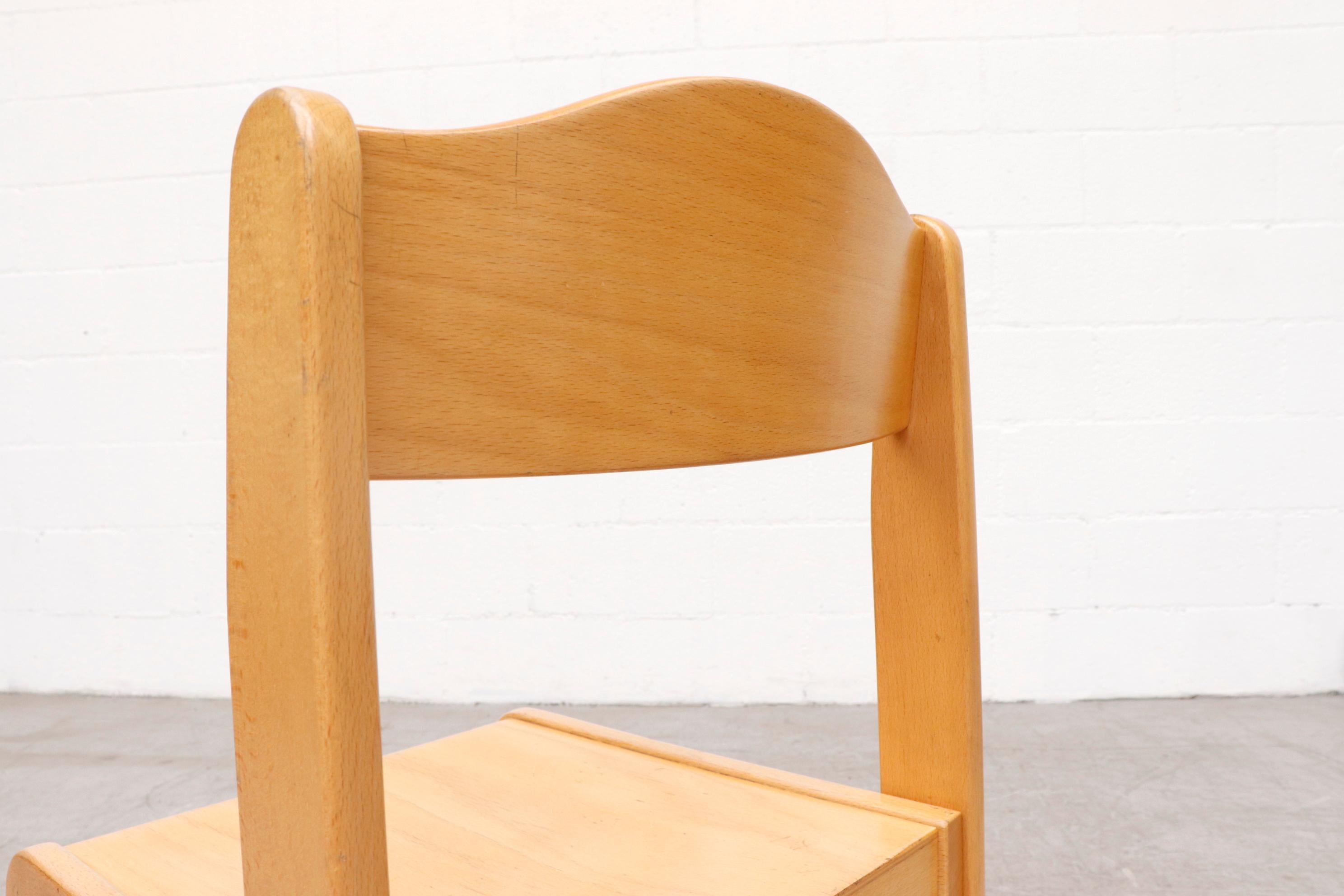 Late 20th Century Sven Markelius Style Birch Stacking Chairs with Hump Backs