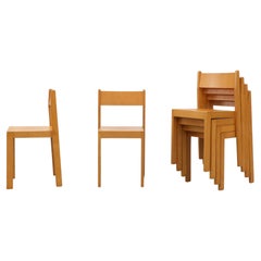 Sven Markelius Style Blonde Birch Stacking Chairs