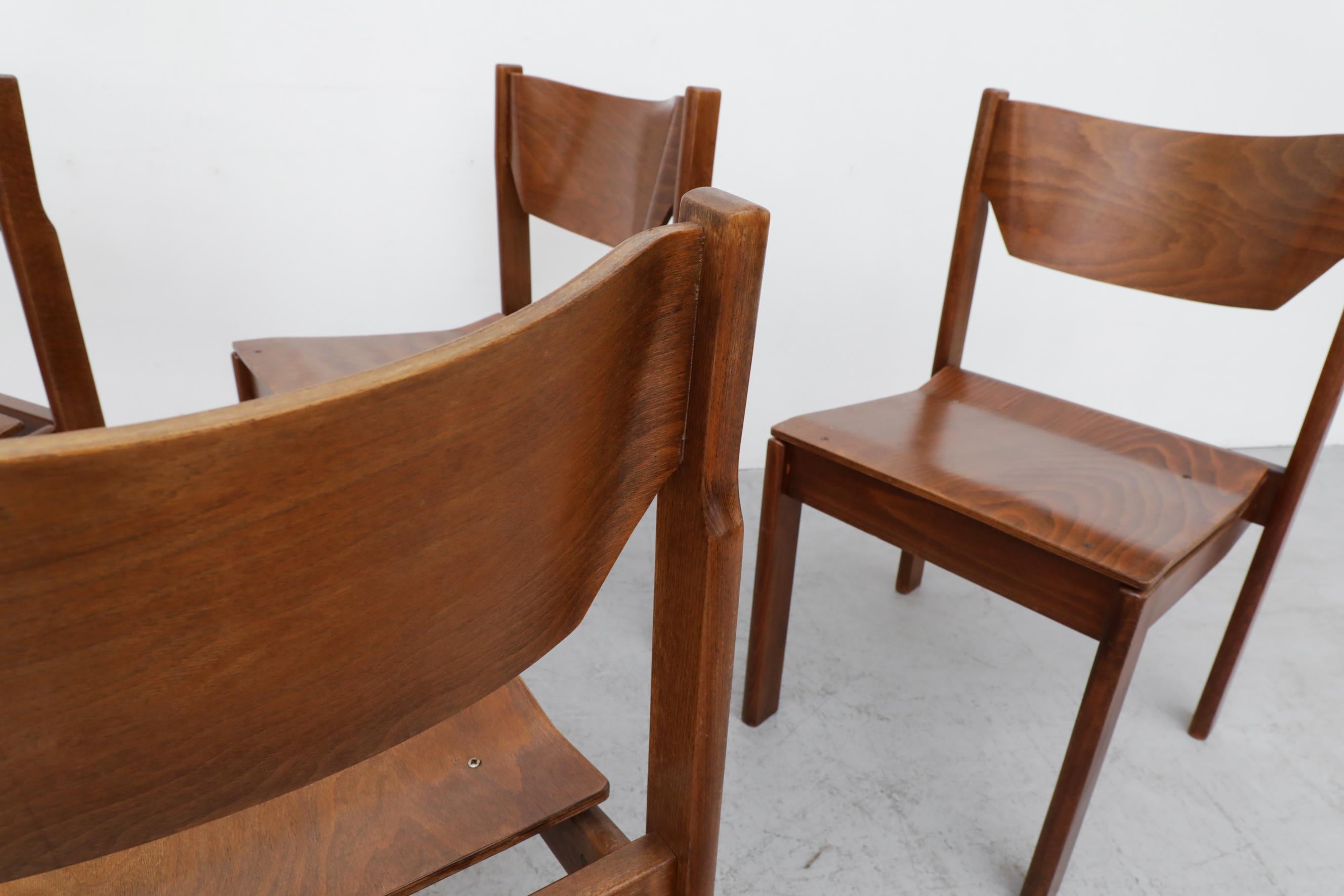 Sven Markelius Style Dark Stained Birch Stacking Chairs For Sale 5