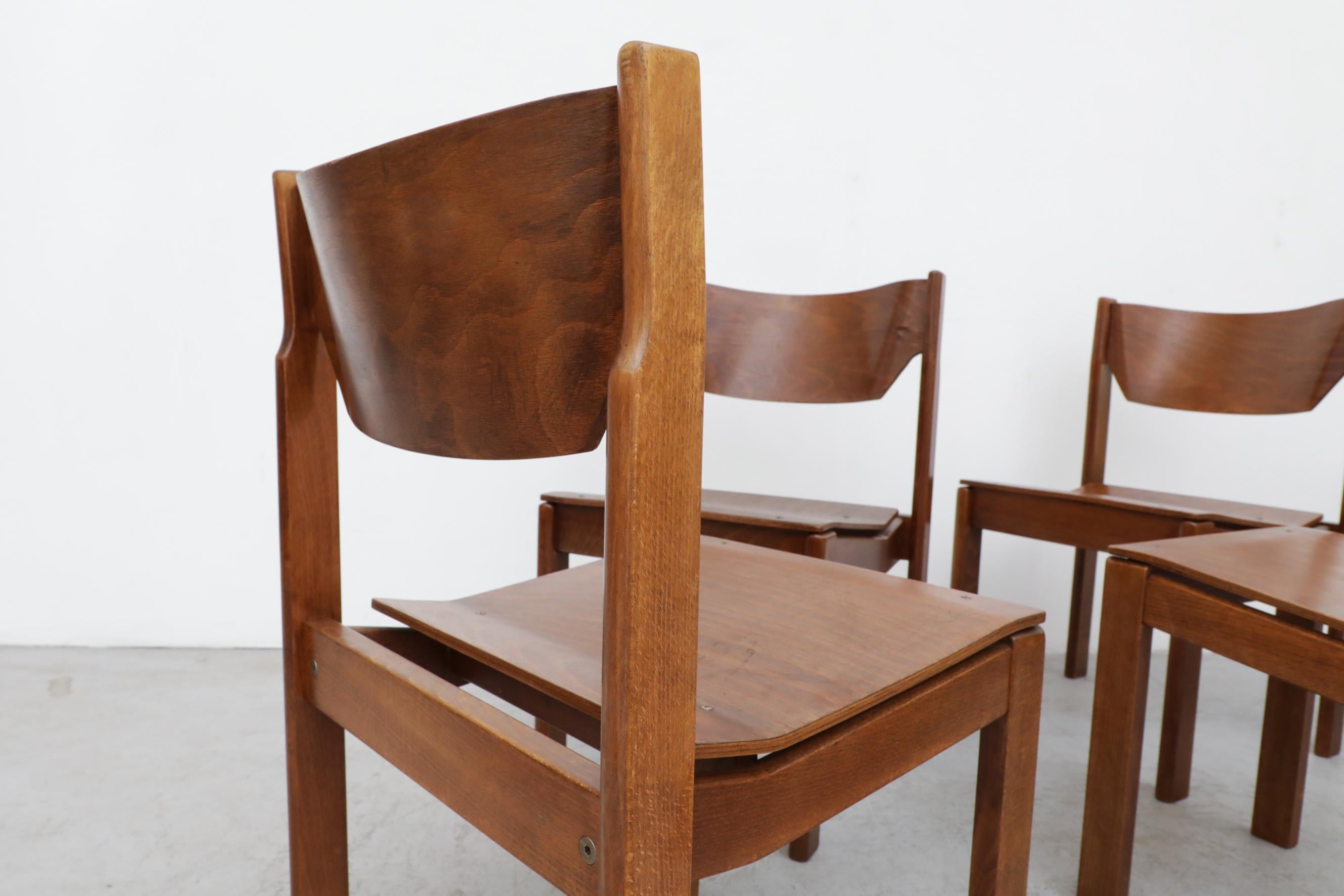 Sven Markelius Style Dark Stained Birch Stacking Chairs For Sale 6