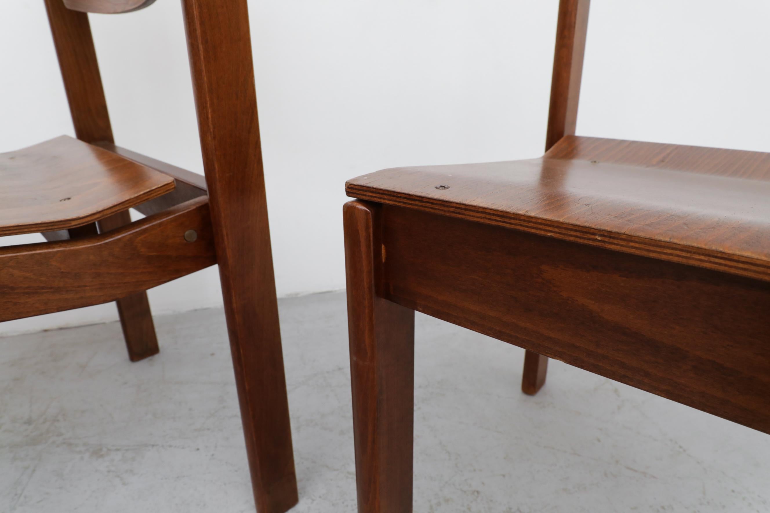 Sven Markelius Style Dark Stained Birch Stacking Chairs For Sale 9
