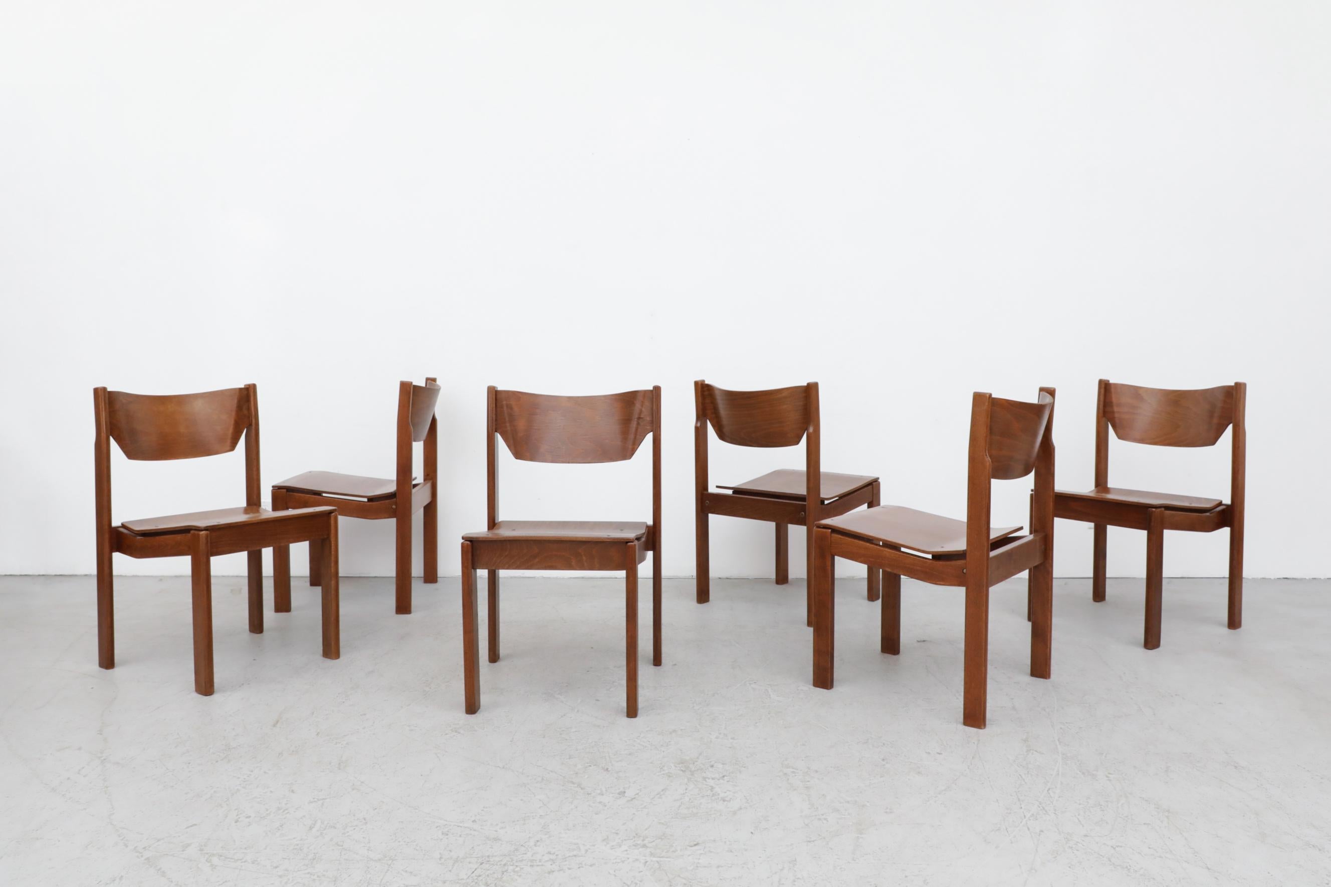 Mid-Century Modern Sven Markelius Style Dark Stained Birch Stacking Chairs For Sale