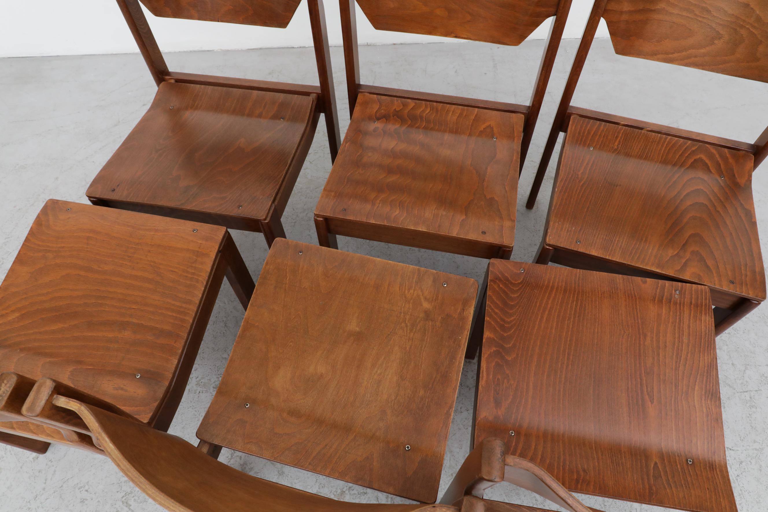 20th Century Sven Markelius Style Dark Stained Birch Stacking Chairs For Sale