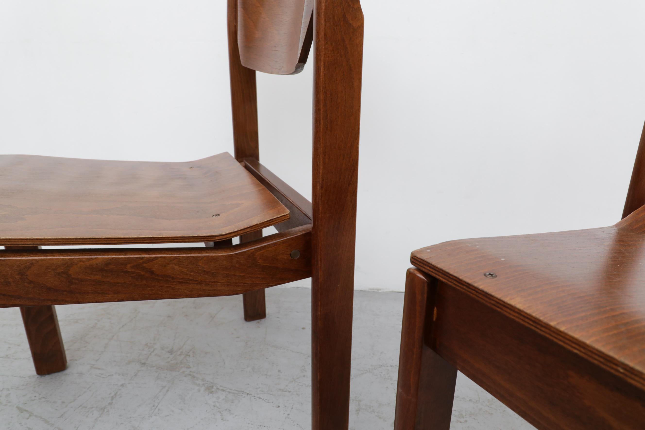 Sven Markelius Style Dark Stained Birch Stacking Chairs For Sale 3