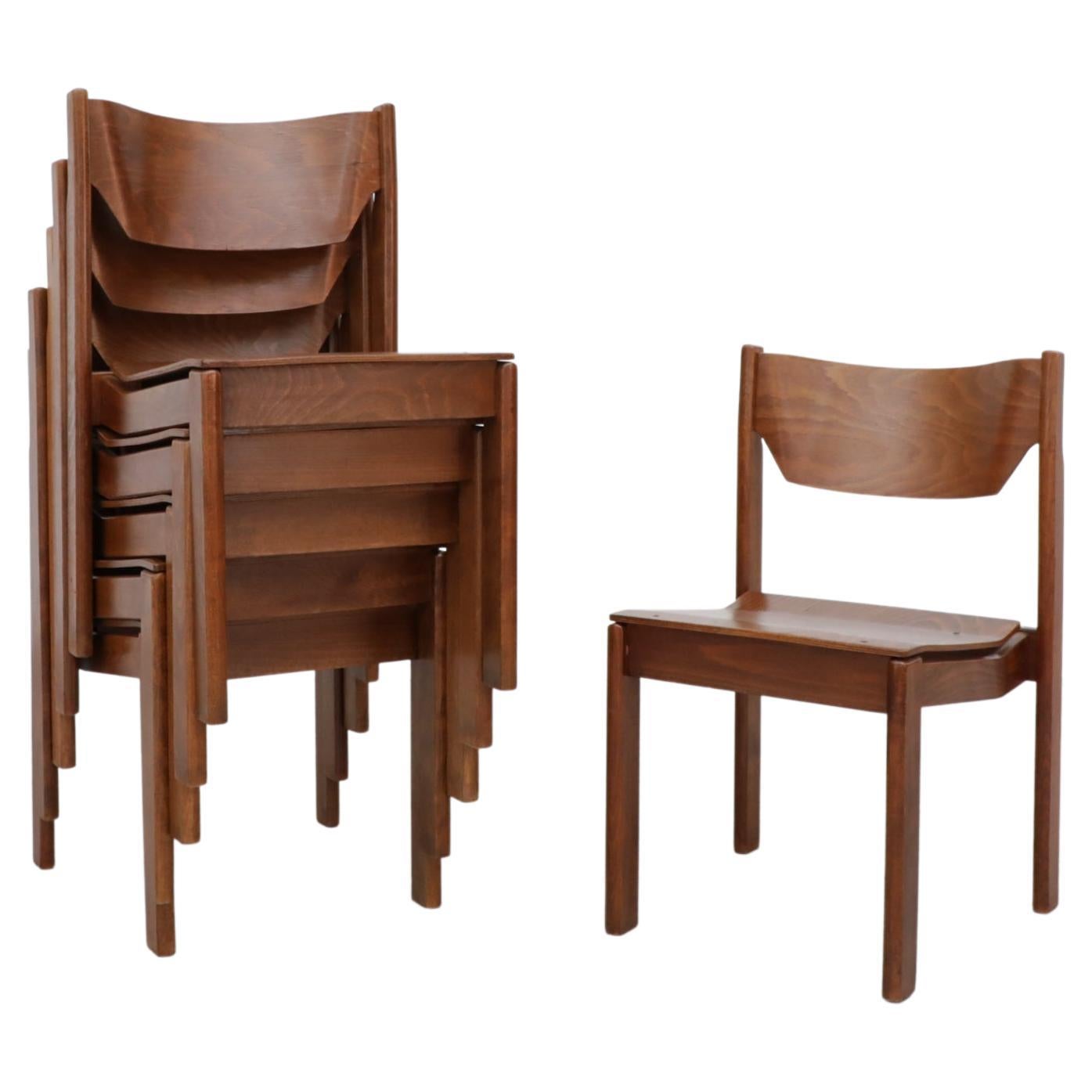 Sven Markelius Style Dark Stained Birch Stacking Chairs For Sale