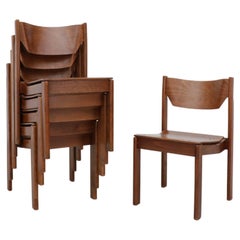 Sven Markelius Style Dark Stained Birch Stacking Chairs