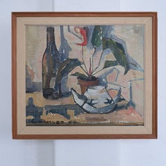 Sven-Olof Hamlet Still Life Oil Painting with Plant, 1959