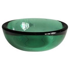 Sven Palmquist Fuga Art Glass Green Bowl for Orrefors, 1950's 