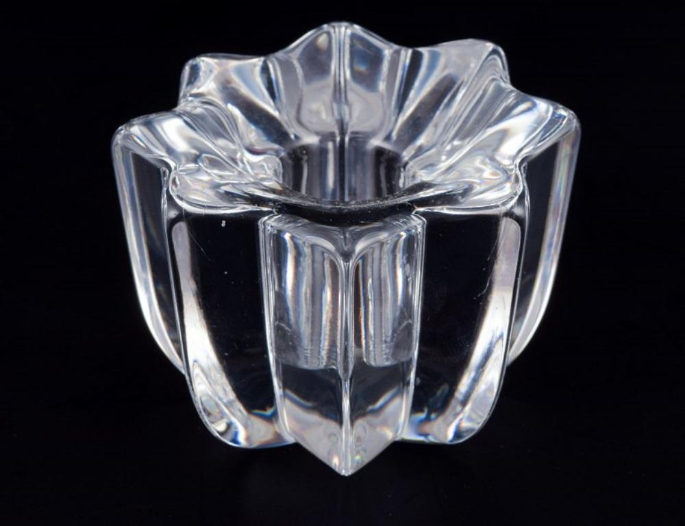 Mid-20th Century Sven Palmqvist for Orrefors. Pair of art glass candle holders in crystal glass. For Sale