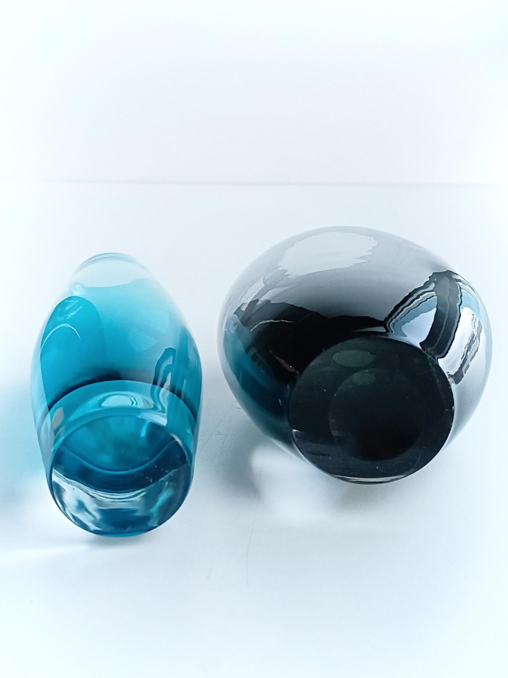 Sven Palmqvist for Orrefors Pair of Sommerso Glass Vases 1950s 2