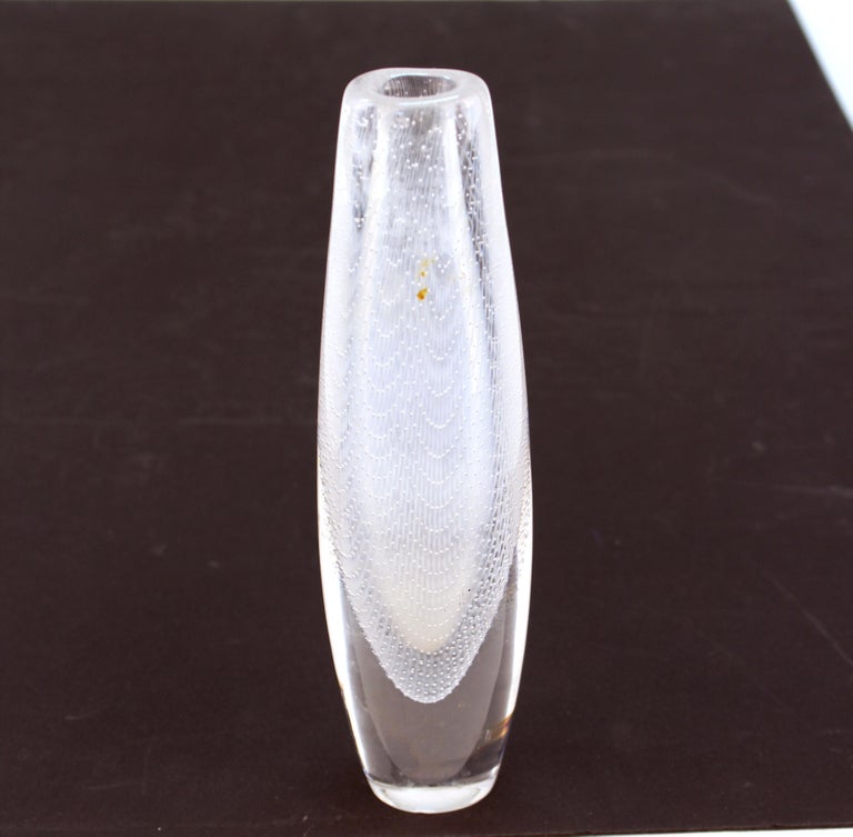 Mid-20th Century Sven Palmqvist for Orrefors Swedish Mid-Century Modern Kraka Art Glass Vase For Sale