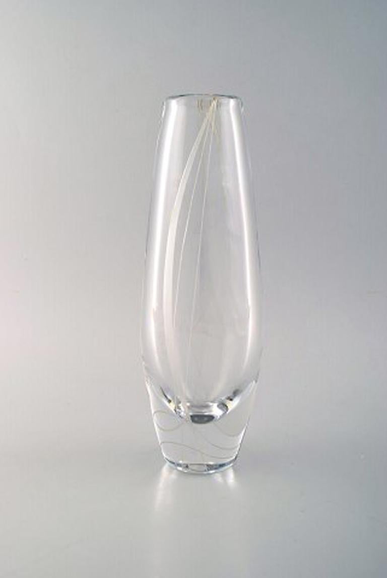 Sven Palmqvist for Orrefors. Vase in clear art glass, engraved with abstract motif.
Measures: 28 x 10 cm.
In very good condition.
Signed.