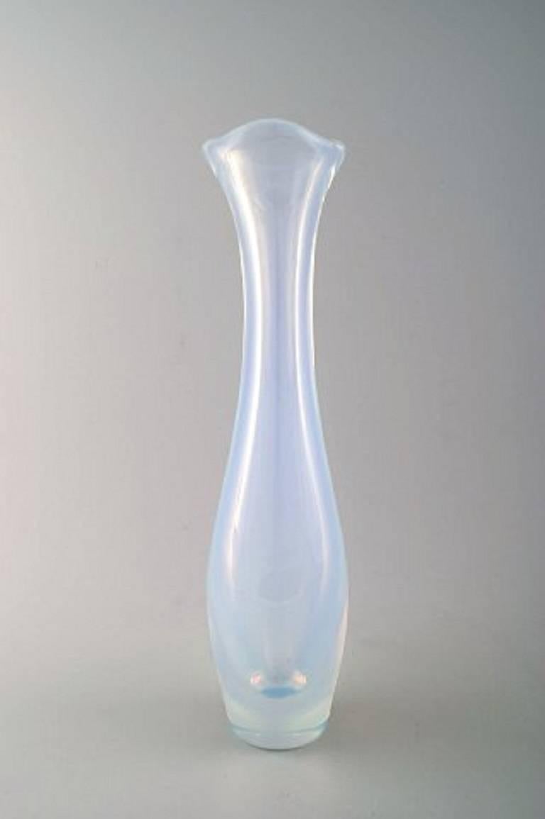 Scandinavian Modern Sven Palmqvist for Orrefors, a Selena Vase, circa 1954, Light Blue Opaline Glass
