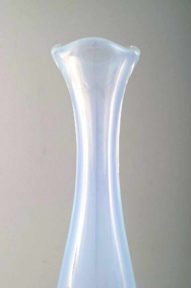 Swedish Sven Palmqvist for Orrefors, a Selena Vase, circa 1954, Light Blue Opaline Glass