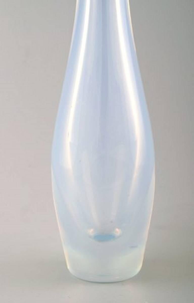 Sven Palmqvist for Orrefors, a Selena Vase, circa 1954, Light Blue Opaline Glass In Good Condition In Copenhagen, DK