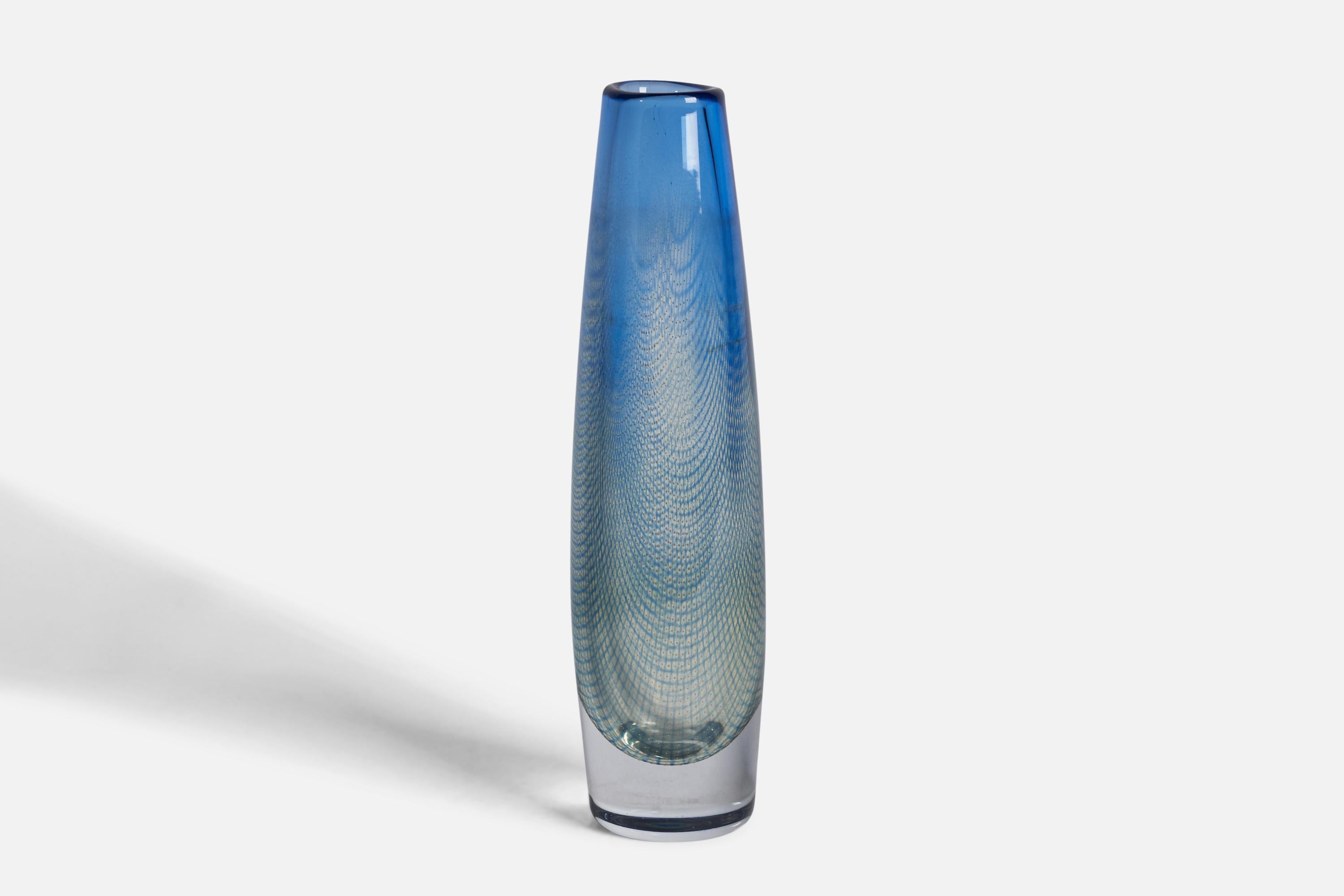 A blue-coloured blown glass 