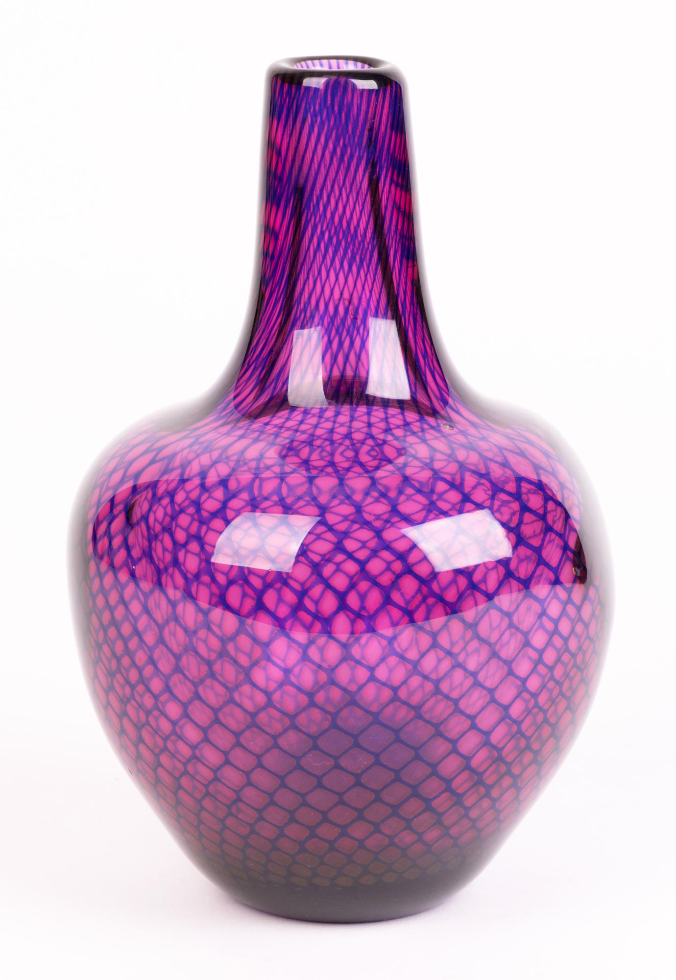 Sven Palmqvist Orrefors Kraka Net Pattern Art Glass Vase For Sale 1