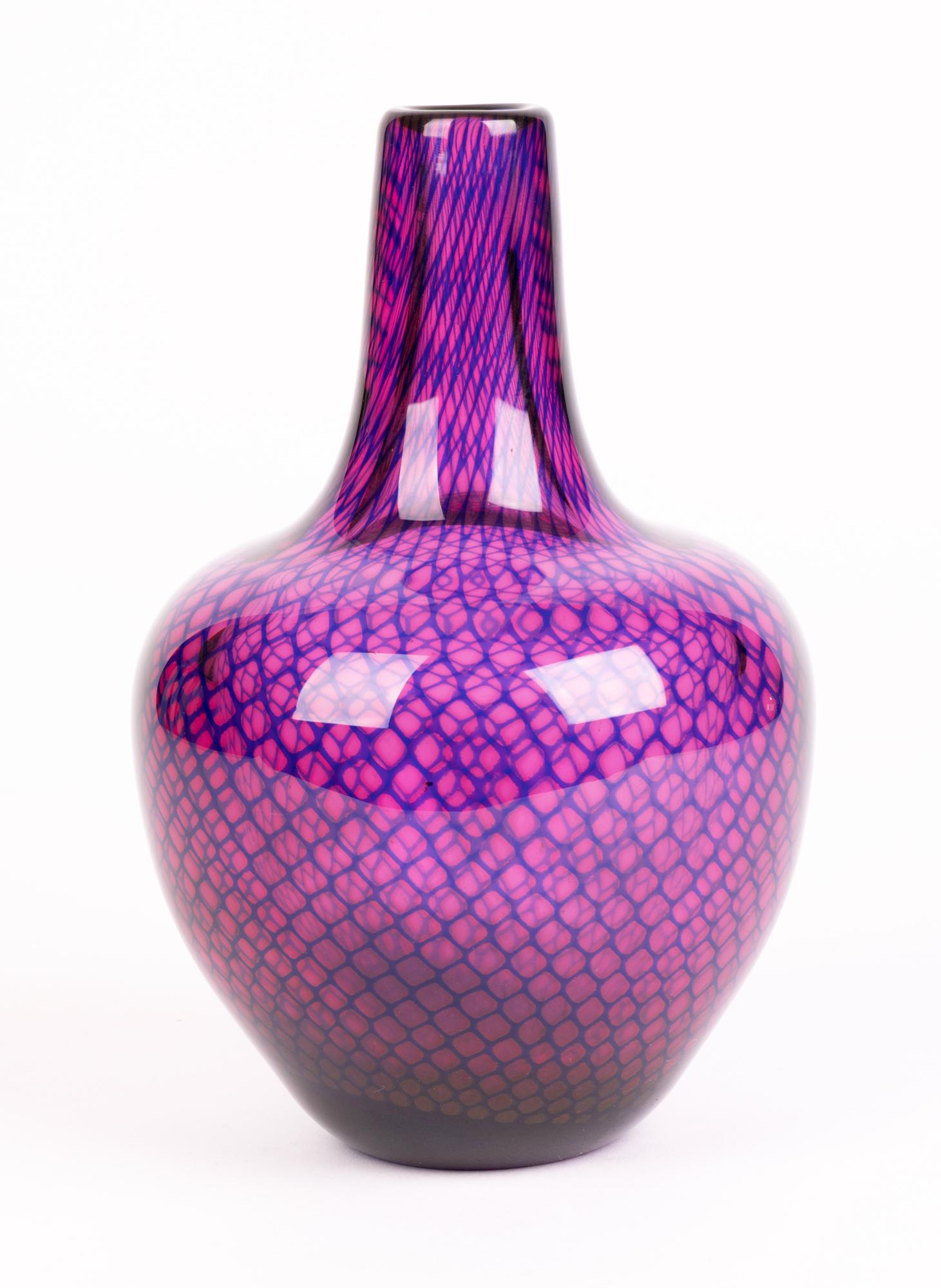 Sven Palmqvist Orrefors Kraka Net Pattern Art Glass Vase For Sale 3